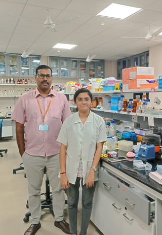 Figure 2: Dr. Sabarinadh Chilaka and his PhD student, Ms. Komal Paresh Walvekar, authors of the H3K4me3 study discussed.