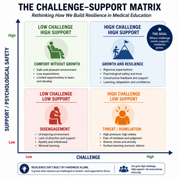 Figure 1. A different educational equation for preparing resilient doctors. Challenge - Support Matrix.